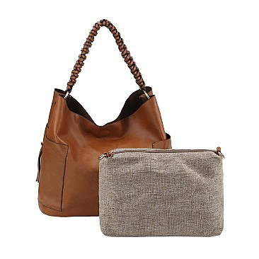 2 IN 1 HOBO BAG WITH MINI LINEN BAG SET