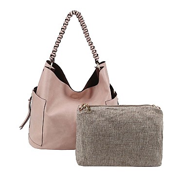 2 IN 1 HOBO BAG WITH MINI LINEN BAG SET