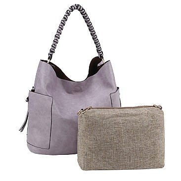 2 IN 1 HOBO BAG WITH MINI LINEN BAG SET