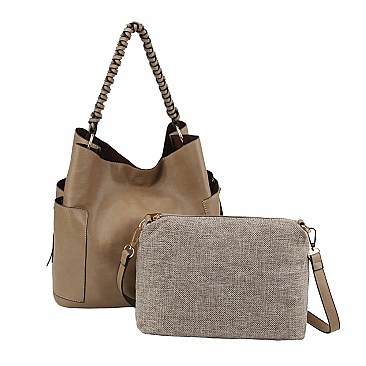 2 IN 1 HOBO BAG WITH MINI LINEN BAG SET