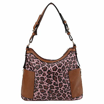 Side Pocket Leopard Print Hobo Wallet SET