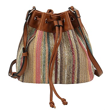 Drawstring Bucket Crossbody Bag Satchel