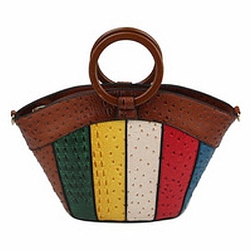 Ostrich Croc Multi Patchwork Satchel