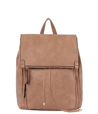 Fashion Flap Drawstring Backpack