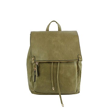 Fashion Flap Drawstring Backpack