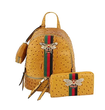 MUSTARD BACKPACK OSTRICH