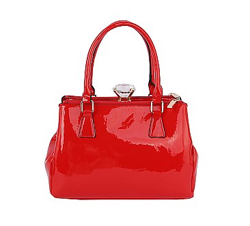 Glossy Stone Embellished 2-in-1 Satchel