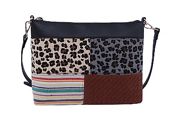 Leopard Cow Patchwork Crossbody Bag