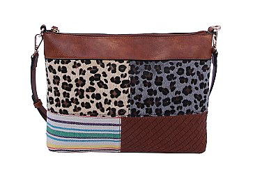 Leopard Cow Patchwork Crossbody Bag