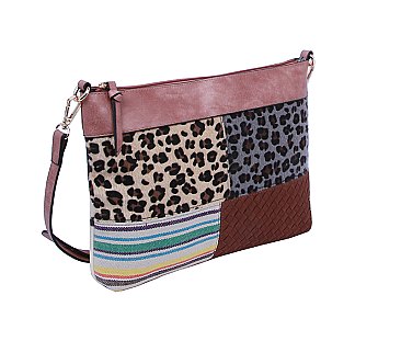 Leopard Cow Patchwork Crossbody Bag