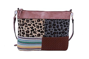 Leopard Cow Patchwork Crossbody Bag