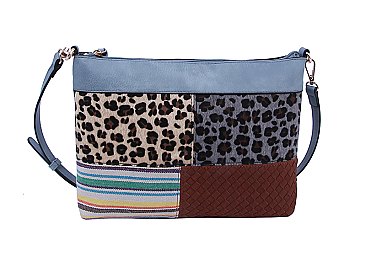 Leopard Cow Patchwork Crossbody Bag