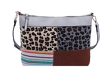 Leopard Cow Patchwork Crossbody Bag