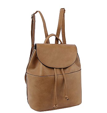 Fashion Flap Drawstring Backpack