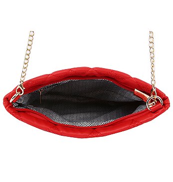 Heart Embossed Print Chain Link Crossbody Bag