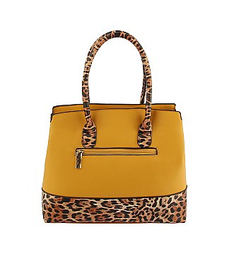 Leopard Colorblock Padlock Satchel