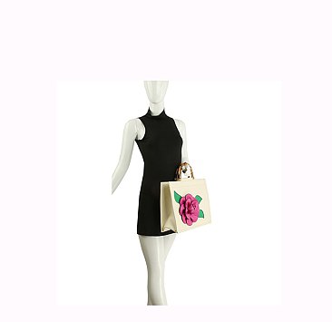 3D Flower Bamboo Round Handle Satchel