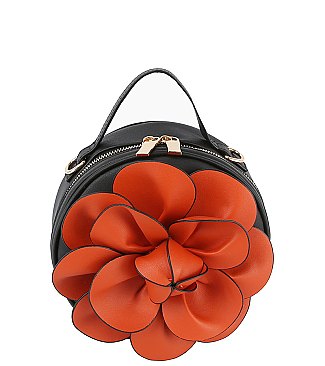 Fashion 3D Flower Round Crossbody Bag