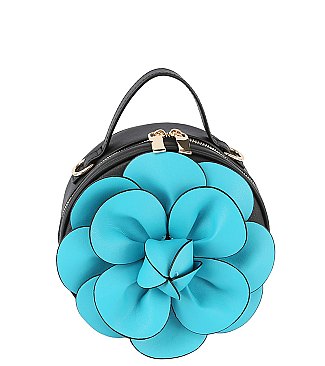 Fashion 3D Flower Round Crossbody Bag