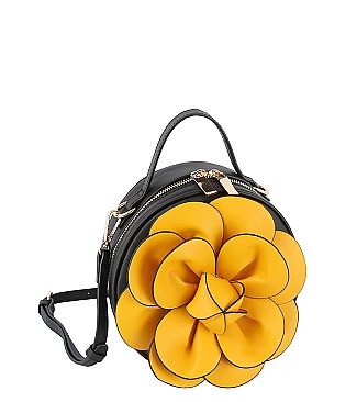 Fashion 3D Flower Round Crossbody Bag