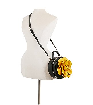 Fashion 3D Flower Round Crossbody Bag