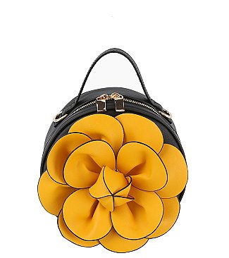 Fashion 3D Flower Round Crossbody Bag