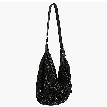 Rhinestone Covered Nylon Shoulder Bag Hobo