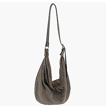 Rhinestone Covered Nylon Shoulder Bag Hobo