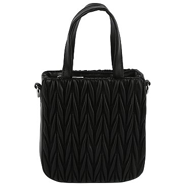 Puffy Chevron Quilted Tote Satchel