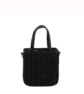 Puffy Chevron Quilted Tote Satchel