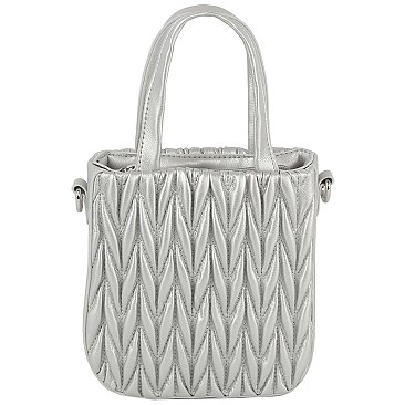 Puffy Chevron Quilted Tote Satchel