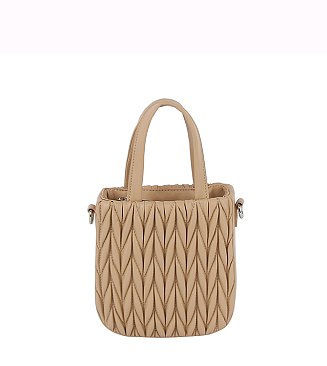 Puffy Chevron Quilted Tote Satchel