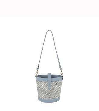 Straw Stripe Bucket Crossbody Bag