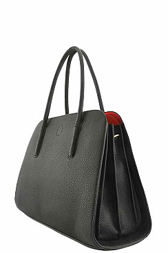 Celebrity Contrasting Color Interior 5 Compartment Satchel-Tote