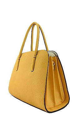 Celebrity Contrasting Color Interior 5 Compartment Satchel-Tote