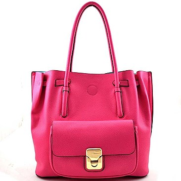 Alluring Contrasting Color Tote with Matching Wallet