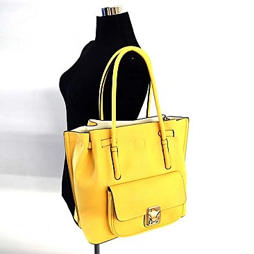 Alluring Contrasting Color Tote with Matching Wallet