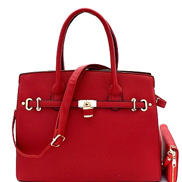 Padlock Accent Oversize Structured Satchel SET MH-LI6982W