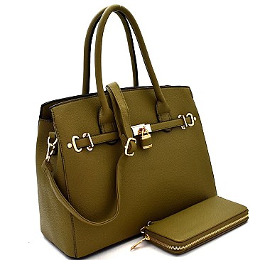 Padlock Accent Oversize Structured Satchel SET MH-LI6982W