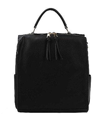 PLAIN TEXTURED SHOULDER BACKPACK