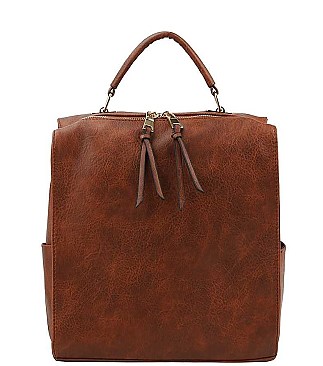 PLAIN TEXTURED SHOULDER BACKPACK