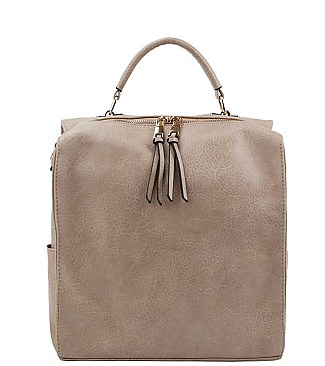 PLAIN TEXTURED SHOULDER BACKPACK