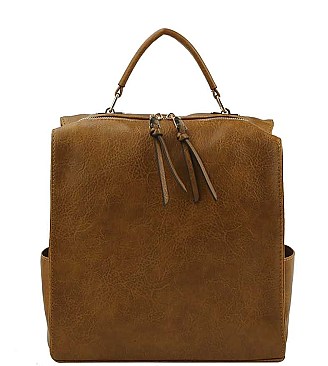 PLAIN TEXTURED SHOULDER BACKPACK