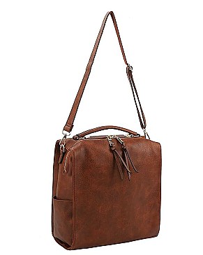 PLAIN TEXTURED SHOULDER BACKPACK