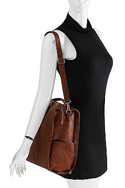 PLAIN TEXTURED SHOULDER BACKPACK