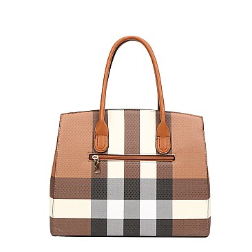 2-in-1 Plaid Padlock CLassic Satchel