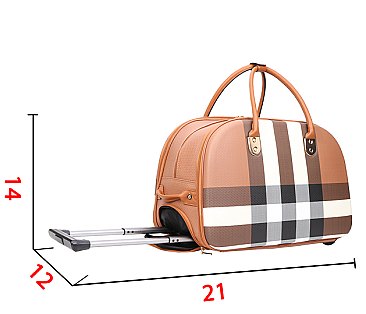 Plaid Rolling Travel Duffle Bag - Weekender Bag