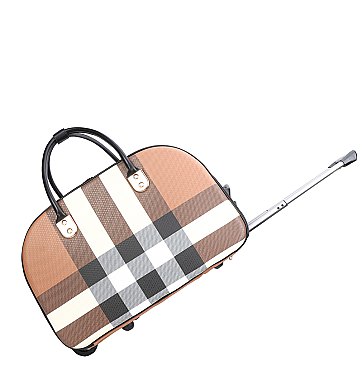 Plaid Rolling Travel Duffle Bag - Weekender Bag