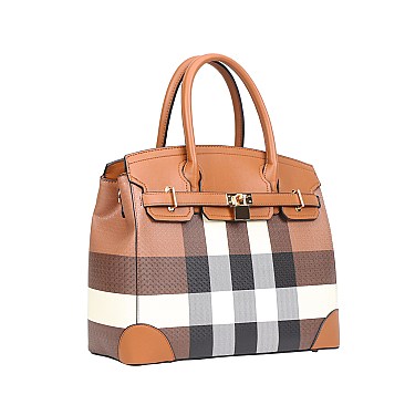 2-in-1 Plaid Monogram Classic Satchel Set