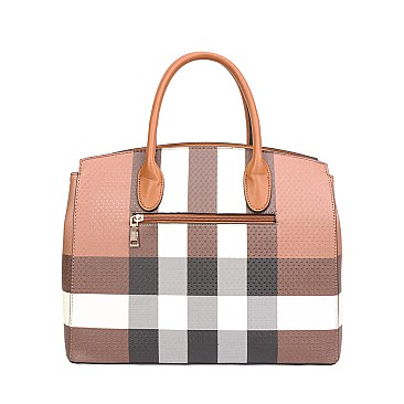 2-in-1 Plaid Monogram Classic Satchel Set